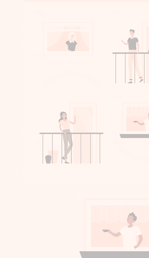 Illustration of people talking from their windows.